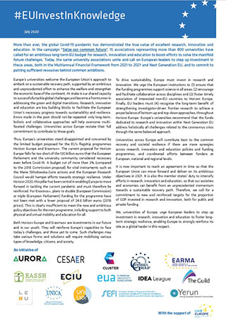 #EUInvestInKnowledge – Call for urgent EU investment in research, innovation and education