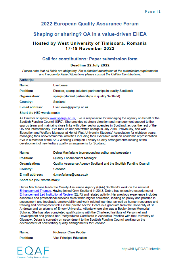Student Partnership at the Heart – Quality Assurance and Enhancement in Scotland