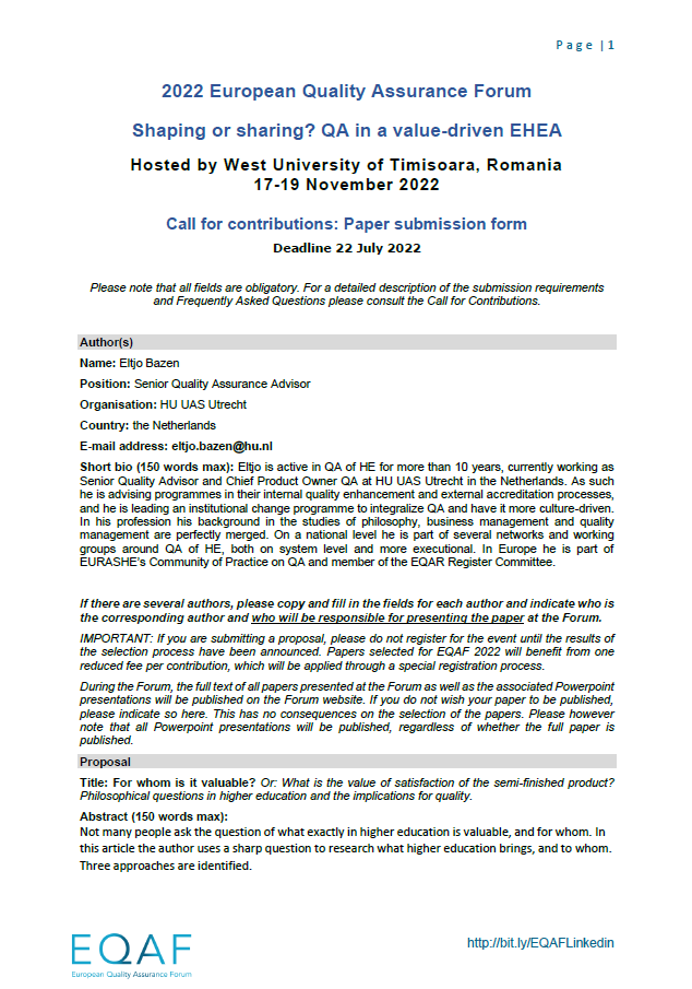 For whom is it valuable? Or: What is the value of satisfaction of the semi-finished product? Philosophical questions in higher education and the implications for quality
