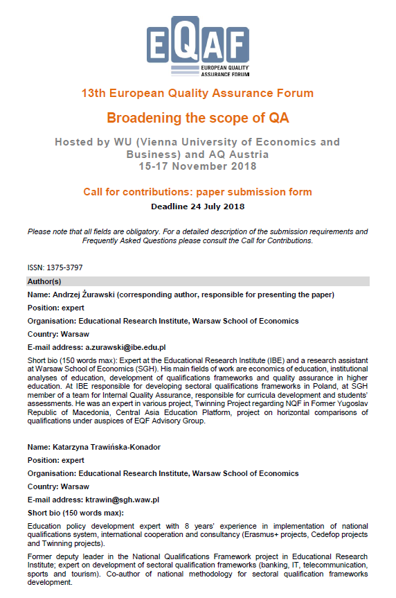 Use of sectoral qualifications frameworks in a development of study programs