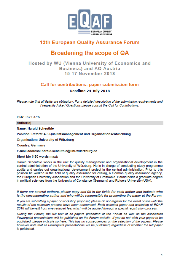Looking beyond standard QA: organisational development for the university administration