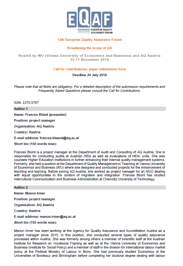 Mapping new territories – HEIs´ societal objectives in external quality assurance