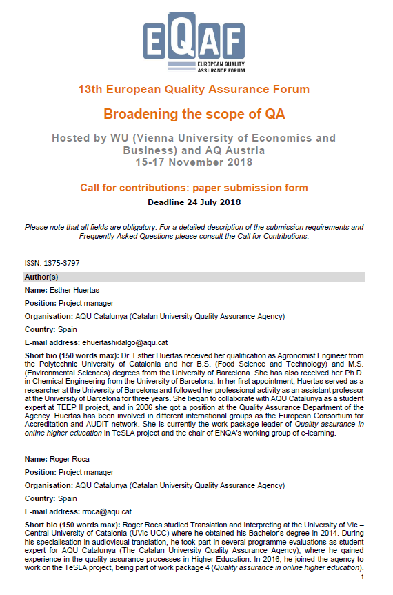 Enhancement of quality assurance of e-assessment 