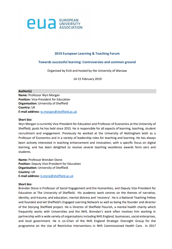 A cultural shift in programme design? A case study at the institutional level from the UK