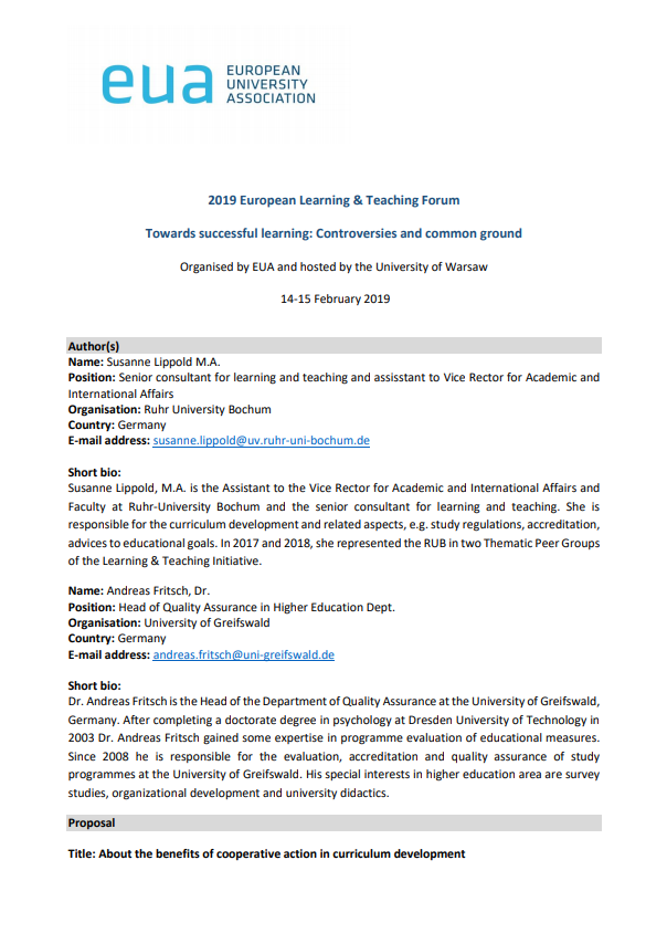 About the benefits of cooperative action in curriculum development
