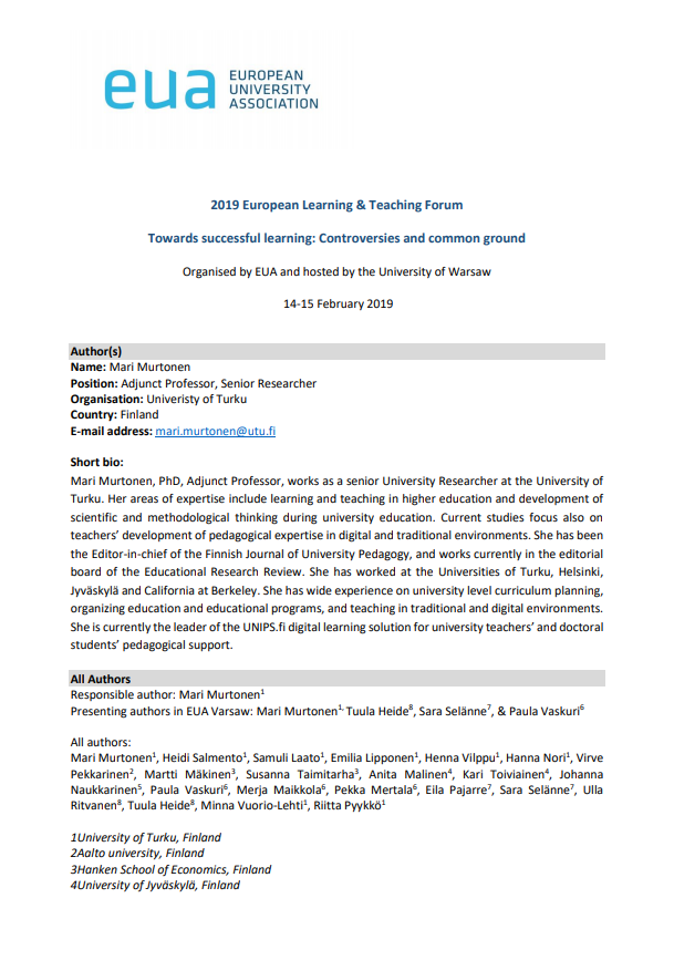 Development of the UNIPS online learning solution for university staff training
