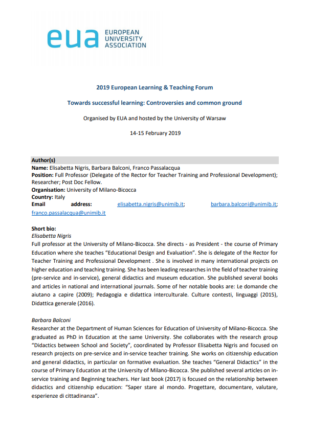 University teaching in large classrooms. Engaging different disciplines between didactic transposition educational reconstruction processes