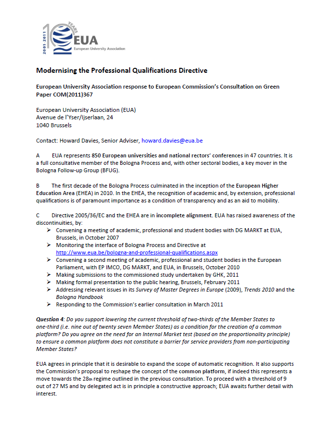 Modernising the Professional Qualifications Directive