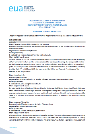 Study programme development – Building a bridge between tradition and innovation - An unusal approach