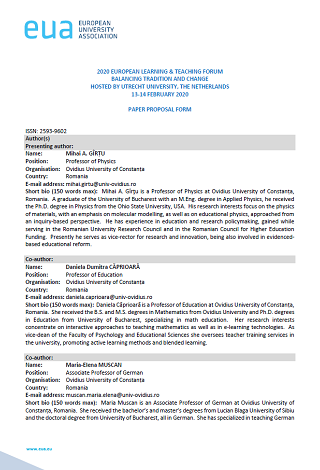 Transdisciplinary project-based learning approach setting the ground for launching the Ovidius University Center for Innovation and Technology Transfer 