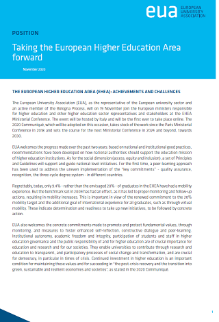 Taking the European Higher Education Area forward