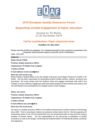 Development of a new Student Centred Quality Enhancement Framework for Ireland’s first Technological University