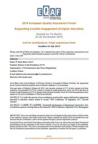How French CTI (Commission des Titres d’Ingénieur) supports societal engagement of institutions in the field of Sustainable development