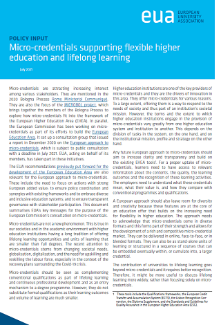 Micro-credentials supporting flexible higher education and lifelong learning